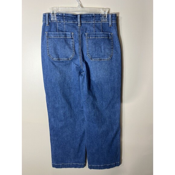 Talbots Flawless High Waist Wide Leg Cropped Jeans Size 10 Side Buttons - Picture 2 of 13